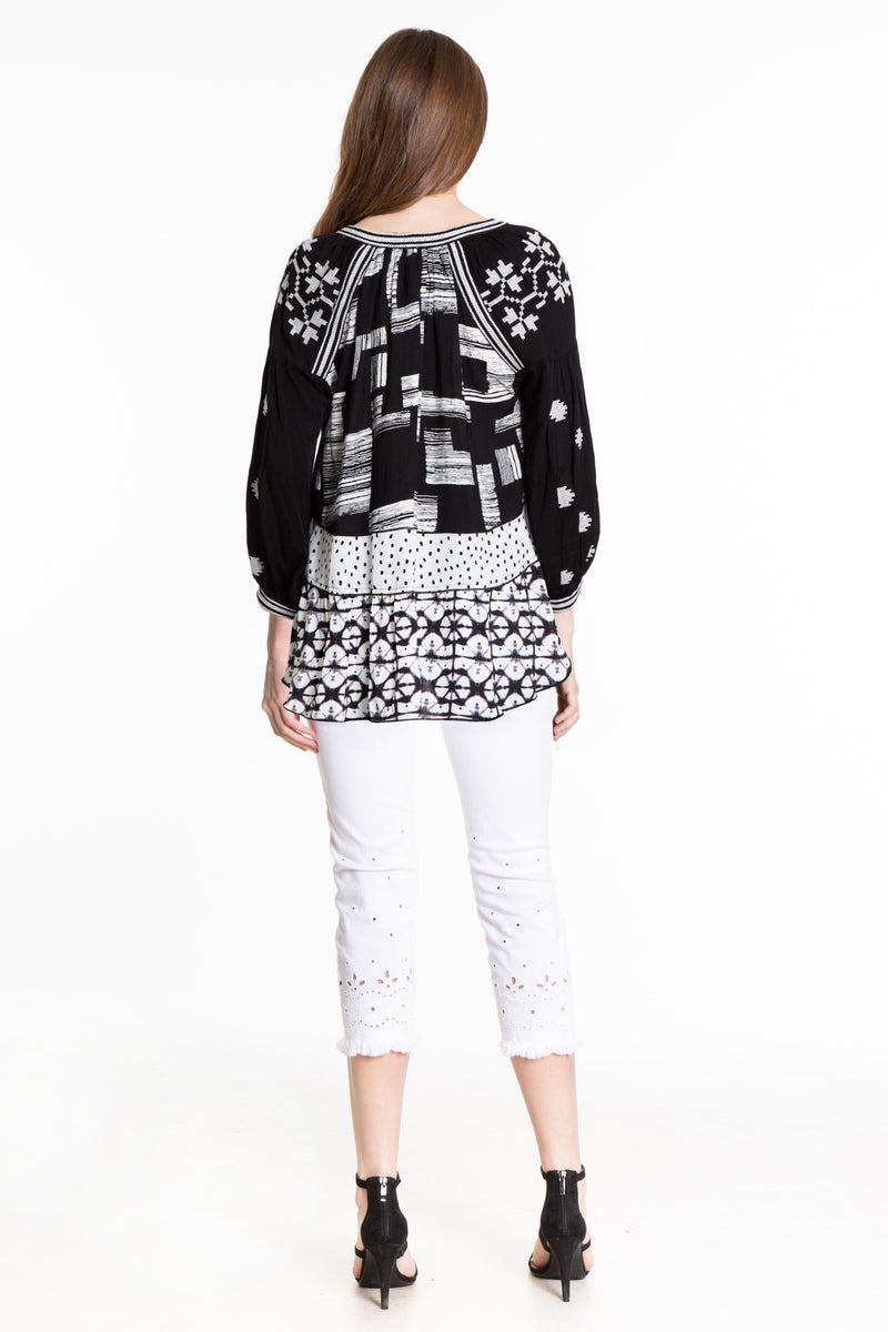 Crop Jean with Hem Details - White