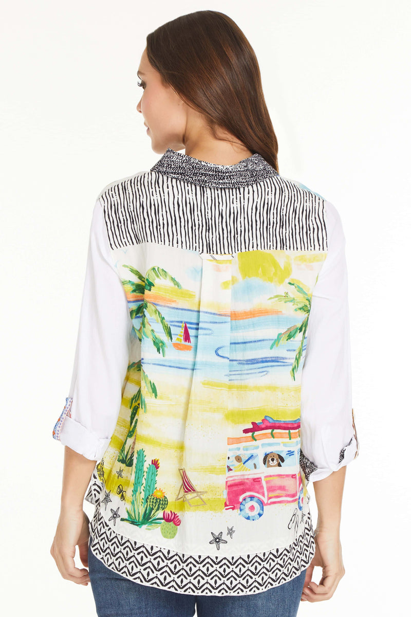 Novelty Print Tunic - Black/White
