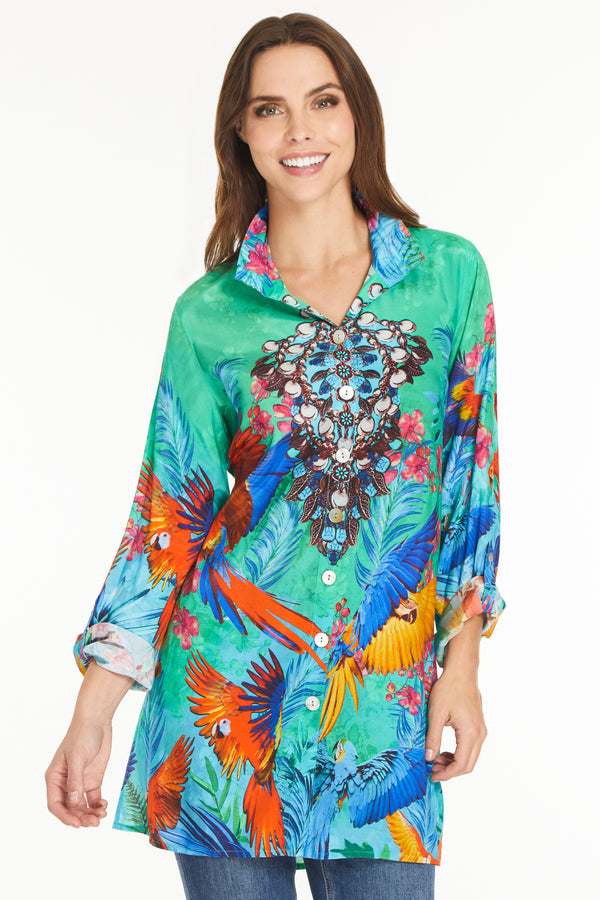 Tropical Print Tunic - Tropical Multi